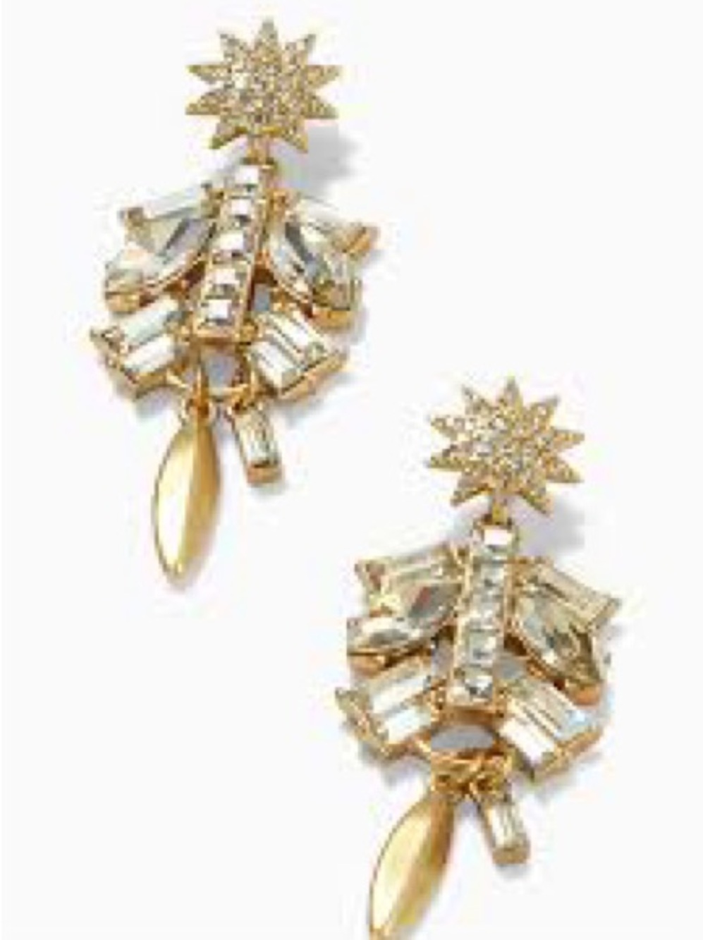 Stella & Dot Gold and Clear Crystal Drop Earrings